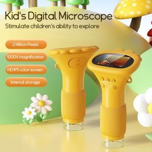 Microscope for Kids  2" IPS Screen 1000X Handheld Digital Microscopes HD Pocket Portable Mini USB Microscope Camera PC Compatible Science Edu Fun Birthday Gifts Toys for Children Students