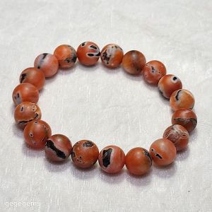 10.6mm+ Baoshan Nan Hong natural "skin" Lianpu pattern bracelet [Natural Crystal] 保山南紅带皮脸谱手链