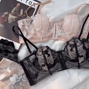 กางเกงชั้นในสตรี CS French Rose ปักลายดอกกุหลาบฝรั่งเศส ทรงครึ่งคัพ ป้องกันการหย่อนคล้อย ny012 เสื้อผ้าสตรี