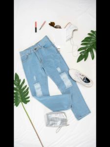 Boyfriend Jeans Ripped Sobek Wanita Boyfriend Ripped/Bf Sobek