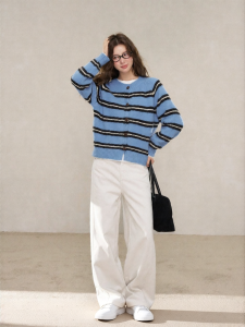 YIKEXIAOYEMEI | Áo Sweater Mùa Đông Họa Tiết Fair Isle Sọc Màu Block