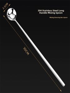 Long Handle Stainless Steel 304 Stirring Spoon High Aesthetic Value Long Handle Oyster Sauce Spoon Korean Style Metal Spoon