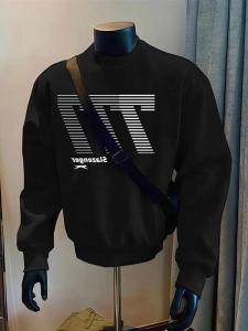 เสื้อสเวตเตอร์คอกลมแขนยาวพิมพ์ลายสไตล์อเมริกันสำหรับผู้ชายและผู้หญิง เสื้อคลุมกันหนาวแบบลำลอง ฤดูใบไม้ร่วง/ฤดูหนาว