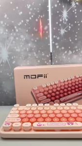 Fantasy E Life Mofii Sweet New 2.4G Little Bear Diary Wireless Keyboard And Mouse Set Cute Retro Office Keyboard Mouse Combo Cartoon Pattern Super Cute Girls Keyboard Mouse For PC Laptop USB Dongle Plug and Play Comfortable Typing
