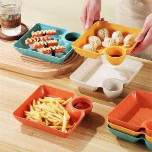 Square Snack Plate Kitchen Disc Tool Dinner Plates With Spices Dish Practical Serving Plate Tray Tableware Japanese Style Vinegar Sushi Dumplings Dim Sum Noodles French Fries (Orange Red/Yellow/Green/White)