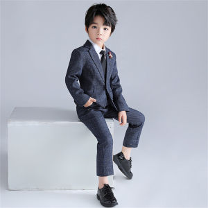 Lontakids trẻ em phù hợp với con trai Áo Blazer thời trang quần Tie BROOCH Set 4 MảNh trang phục trang trọng trang phục cho tiệc cưới sinh nhật
