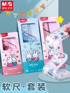 Student Set of Four Soft Rulers 20Cm Straight Ruler Primary School Triangle Ruler Protractor Measurement Tools by Morning Light