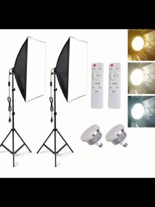 good quality Softbox Photography Lighting Kit with LED Bulbs and Remote for Pro Photo Studio