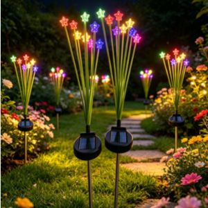 Đèn LED Năng Lượng Mặt Trời Ngoài Trời Hình Ngôi Sao Năm Cánh Đầy Màu Sắc Đèn Trang Trí Sân Vườn Đèn Cắm Đất Đèn Tạo Không Khí Của RTONTR