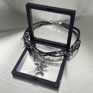 สร้อยคอโซ่กระดูกไหปลาร้าสไตล์ฮิปฮอปแบบยูนิเซ็กซ์ ดีไซน์ดาวโลหะผสม เครื่องประดับแฟชั่นสุดเท่สำหรับผู้หญิง