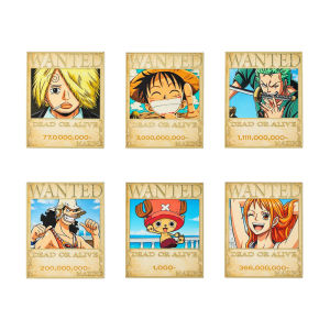 Bandai | Bộ Ghim Men Hình Áp Phích Truy Nã Nhóm Mũ Rơm One Piece - 6 Huy Hiệu Kim Loại Nhân Vật Độc Đáo Đồ Trang Sức Sưu Tầm Dành Cho Người Hâm Mộ