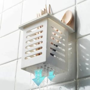 5pcs Chopstick Holder - Wall-Mounted Non-Perforated Chopstick Holder - Kitchen Tableware Soup Spoon Storage Box - Large Capacity Drainage Spoon Storage