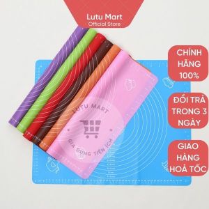 Set Thảm Nhào Bột Silicon Chống Dính Và Cây Lăn Bột Dụng Cụ Làm Bánh An Toàn Tiện Lợi Dễ Dàng Vệ Sinh - Lutu Mart