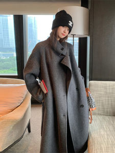 plus Size Double-Faced Cashmere Coat Knee-Length Woolen Outerwear for plus Size Women Autumn Winter High-End Fashion