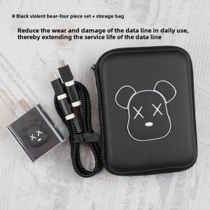 Samsung 25W/45W Charger Protective Case Galaxy S24 S23 Data Cable Anti-Fold Simple Style Protection Cover Digital Accessories