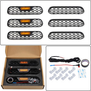 Ốp Lưới Tản Nhiệt Trước Ford Bronco 2021-2026 Với Đèn Amber Khung Lưới ABS Đen Viền Trang Trí Lưới Tản Nhiệt Để Nâng Cấp Vẻ Ngoài Xe.