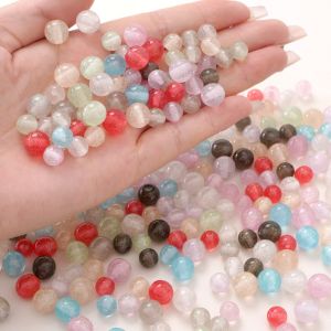 ลูกปัดลูกปัดลูกประคำประกายเรซินขนาด8มม./10มม. 10ชิ้น/ถุงสำหรับสร้อยข้อมือทำด้วยมือต่างหูสร้อยคอพวงกุญแจอุปกรณ์การทำเครื่องประดับหัตถกรรมแบบทำมือ