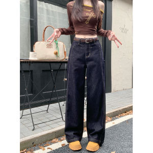 plus Size High Waist Straight Leg American Style Denim Jeans Womens Spring Autumn Loose Fit Casual Wide Leg Pants