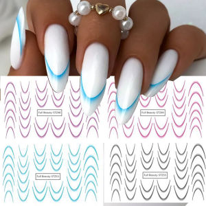 Gradient French Nail Art Stickers Ink Blooming Wave Line Water Transfer Sliders Decals DIY Ombre Manicure Decorations Foils