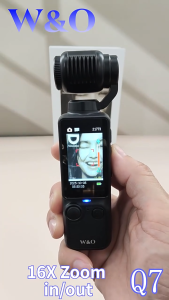 Q7 2.5K Rotatable Selfie Action Camera with Fill Light 2000mAh Long Battery 1080P Handheld Portable for Outdoor Travel Vlog Pocket Size