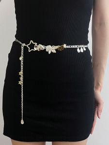 Adjustable Metal Waist Chain 2023 New Heart Flower Elements Trendy Girls Belt for Skirts And Pants Womens Fashion Accessory