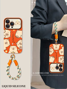 Ultra-Thin Silicone Phone Case for Apple 14Pro iPhone 15Promax Cute Capybara Design Large View Window Anti-Fall Creative Personality