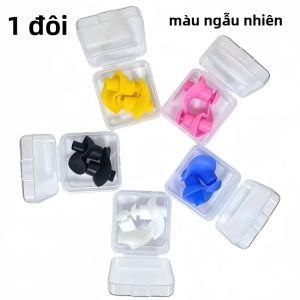 Nút Tai Bơi Bằng Silicon Di Động Chống Nước Giảm Tiếng Ồn Dây Đeo Xoắn Mềm Mại Kèm Hộp Đựng Phụ Kiện Bơi Bền Bỉ