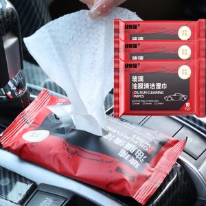 10Pcs/Bag Car Oil Film Removing Wipes Anti-rain Oil Stain Cleaner Wipes Glasses Glass Anti-fog Wet Towel Front Windshield Cleaning Wipes
