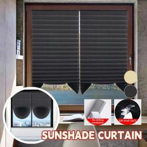 Simple Sunshade Curtain Half Blackout Window Blinds Self-Adhesive Punch-Free Office Curtain for Home