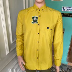 KEMEJA POLOS PRIA LENGAN PANJANG KEMEJA CASUAL FORMAL PRIA WARNA COKELAT TUA