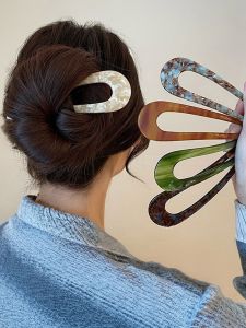 Elegant Large U-Shaped Acetate Hairpin Womens Moisture-Rich Bun Hair Accessories Mature Sense Hair Clips Fashion Jewelry