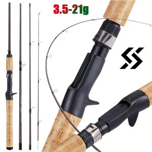 Sougayilang 2.1m Lure Fishing Rod Carbon Fibre Bass Trout Rods Cork Handle Spinning Casting Fishing Rods for Freshwater Fishing