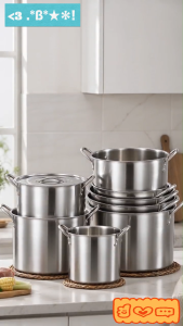 Nipiin 24-30cm Stainless Steel Soup Pot Large Capacity Stock Pot Durable Cookware for Soup Stew & Boiling