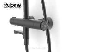 Rubine x sgPlumbMart Brass Black Rain Shower Set With Thermostatic Mixer Round Rainshower RSC-THERMO-R31BK / RSC-THERMO-S41BK Rubine thermo