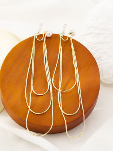 Long Pearl Tassel Metal Snake Bone Chain Earrings No Piercing Required Elegant Ins Style Fresh out Fashion Jewelry for Women