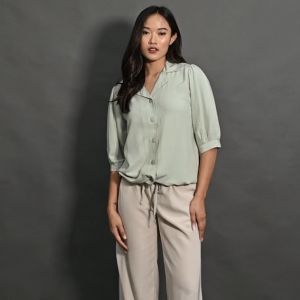 QUEENTIN Kemeja Wanita Casual 0081 Katun Rayon Polos Premium Lengan Siku 3/4