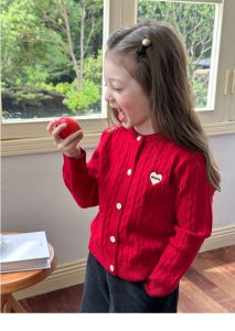 Knitted Cardigan For Girls With Love Pattern