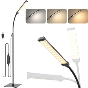 Living Room Bedroom Floor Lamp 3Colors 10 Brightness Dimmable Standing Reading Light USB 5V Black 120Leds Indoor Bedside Lamp