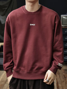 Red Fleece-Lined round Neck Sweatshirt Mens plus Size Snake Year 2025 New Year Fashion Urban Style Long Sleeve Printed Sweatshirt