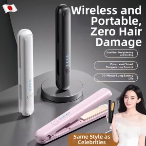 Cordless Portable 2 in 1 Hair Straightener and Curling Iron Ionic Mini