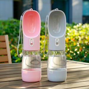 2-in-1 Pet Travel Water Bottle with Food Storage Portable Dog Water Dispenser Leakproof Puppy Cat Feeder Bowl for Walking Hiking
