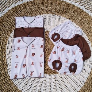 Promo 18 Pcs Setelan Baju Bayi Baru Lahir Seri Coklat Terbaru Perlengkapan Lahiran Newborn Pou Baby