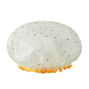 Moda Double-layer Waterproof Shower Cap Fashion Bathing Caps Star Pattern Bathroom Hair Salon Supplies