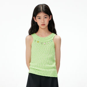 LOVESASAKIDS | Fluorescent Green Pendant Leisure Knit Sleeveless Vest