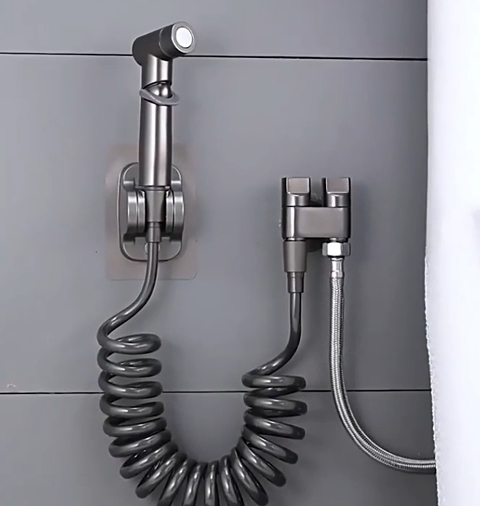 Handheld 4 in 1 Bidet Sprayer Toilet Spray Gun Angle Valve Dual Outlet High Pressure Spray
