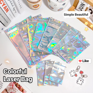 Holographic Resealable Ziplock Mylar Bags For Candy Tea Jewelry And Beauty Item Storage