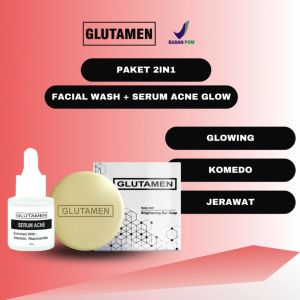 SKINCARE VIRAL PRIA!!! 2in1 Paket Skincare BPOM Glutamen Bright Active Serum Pemutih Kulit Wajah Ampuh Permanen Cream Pemutih Kulit Wajah Penghilang Jerawat Pria Sabun Pemutih Kulit Wajah Pria BPOM Cepat Halal Pemutih Kulit Wajah Glowing Cepat Pria