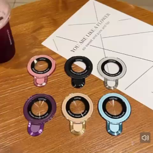 Universal Phone Holder Ring Standing Metal MagSafe Chrome Matte Magnetic Foldable 180 Derajat Dove Doff Kick Stand Bracket Dudukan Ponsel Aluminium Rotari Putar Rotate