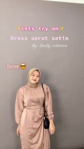 Dress Serut Samping Paha | Dress Serut Satin | Dress Serut Kondangan Maxi Dress Casual Long Sleeve Gaun Kondangan Bahan Cotton - Lazada