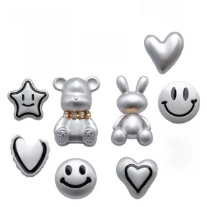 Mkop Hole Shoes Accessories Fancy Shoe Buckle Accessories Silver Gray Bear Rabbit Shoe Ornament Fit Crocs/Cross